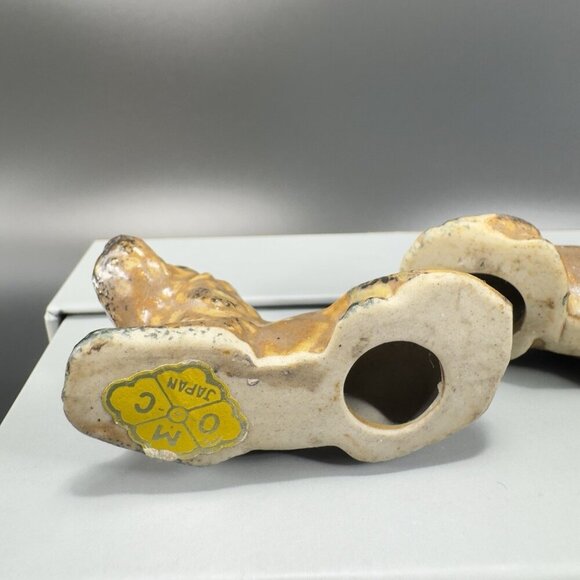 OMC Otagiri Stoneware Pottery Brown Speckled Dog Hound Dogs Set 2 Small Figure - Picture 5 of 9